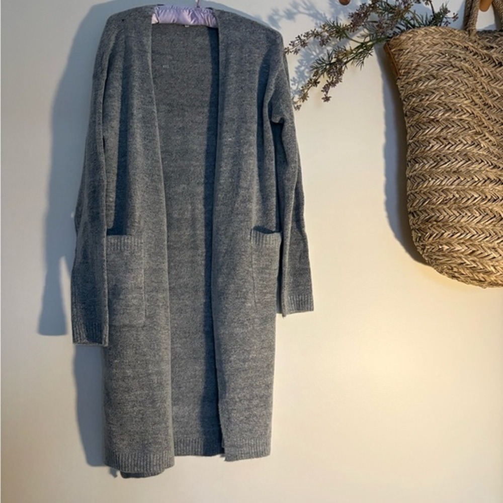 Long Gray Cardigan Sweater Size L